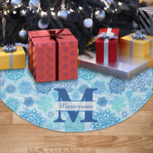 Snowflakes Monogramm Name Watercolor Blau