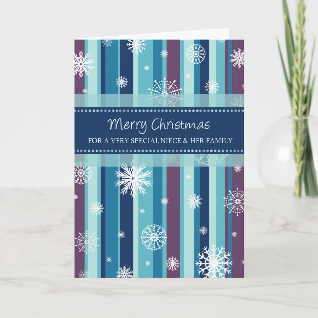 Snowflakes Niece & Family Joyeuse carte de Noël (Devant)