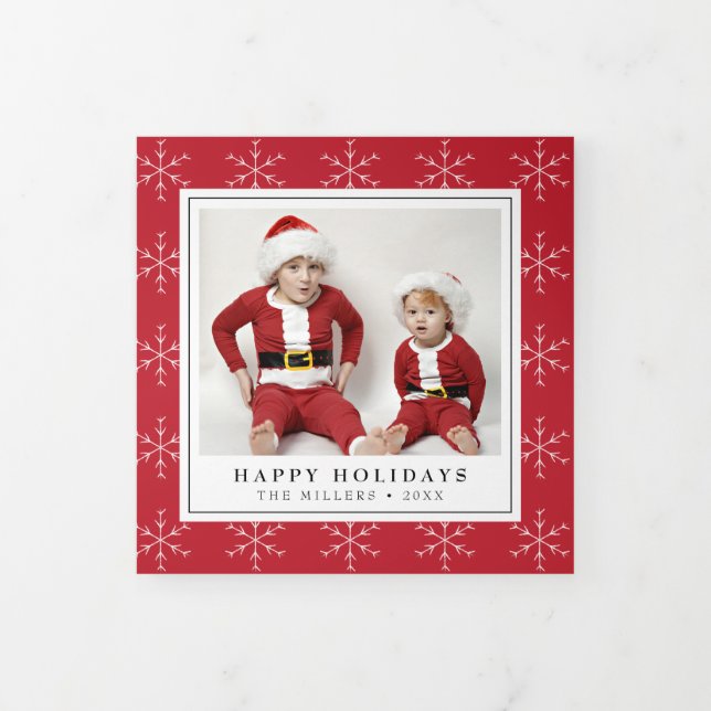 Snowflakes Noël Holiday Triple Carte photo (Protection)