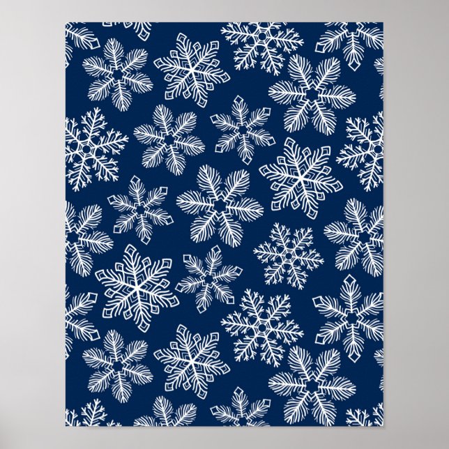 Snowflakes on dark blue poster (Vorne)