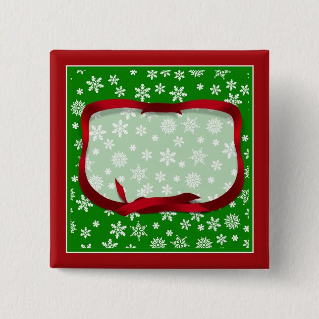 Snowflakes On Green Background Button (Vorderseite)