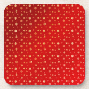 Snowflakes on red untersetzer
