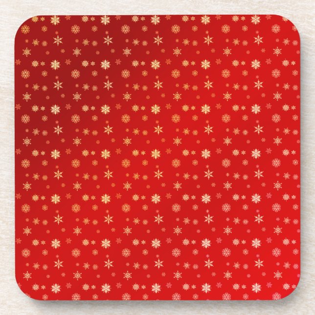 Snowflakes on red untersetzer (Vorderseite)