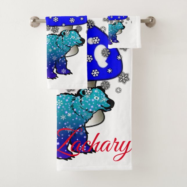 Snowflakes Ours Polaire Snow Bain Serviettes (En situation)