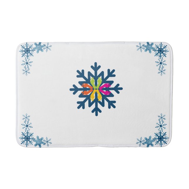 Snowflakes Pattern Bathmat Badematte (Vorderseite)