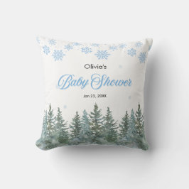 Snowflakes Pine Trees Winter Baby Shower  Kissen
