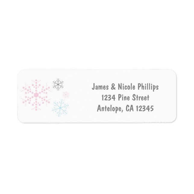 Snowflakes Pink Blue Holiday Étiquettes de adresse (Devant)