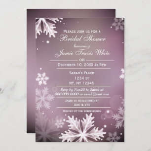 Snowflakes Pink Winter Bridal douche invitation