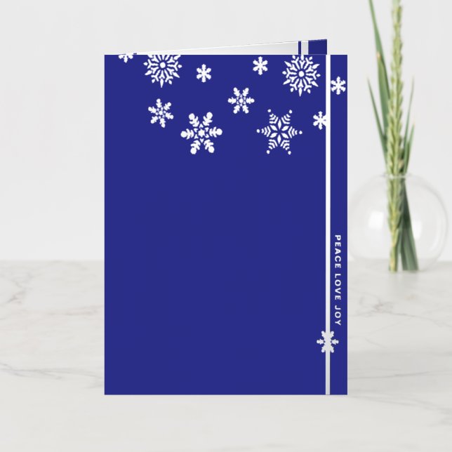 Snowflakes plié Blue Foil Carte de vacances (Recto)