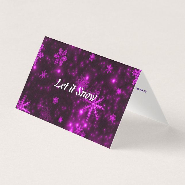 Snowflakes Purple Arrière - plan Tente Fold Cartes (Front)