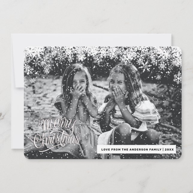 Snowflakes Rahmen Frohe Weihnachtskarte Feiertagskarte (Vorderseite)