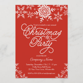 Snowflakes Red Corporate Company Weihnachten Party Einladung