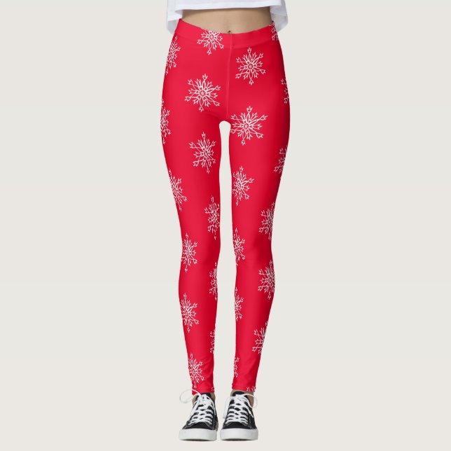 Snowflakes Red Custom Leggings (Devant)
