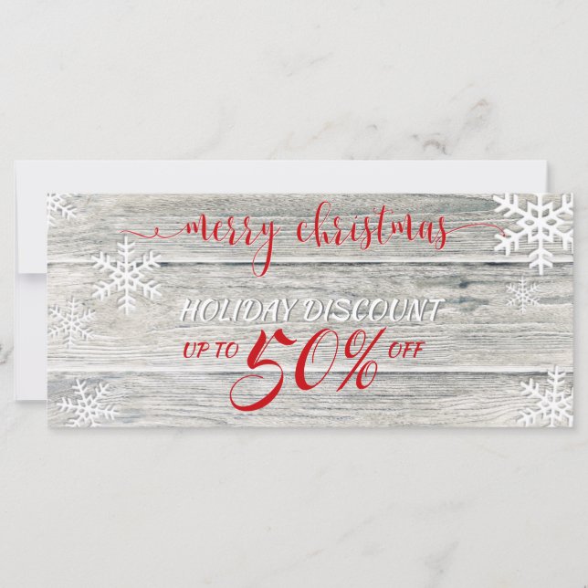 Snowflakes Rustique de Noël en Bois - Carte de réd (Devant)