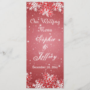 Snowflakes sur le Mariage de Noël rouge Menu