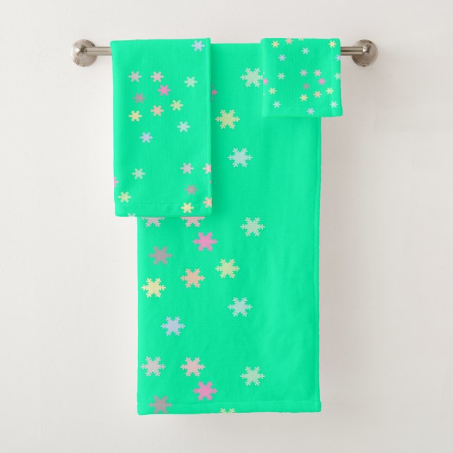 Snowflakes sur Sea Spray Serviette Set (En situation)
