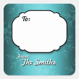 Snowflakes turquoises étiquette cadeau personnalis