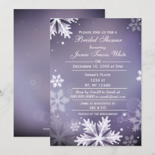 Snowflakes violet hiver nuptiale douche invitation