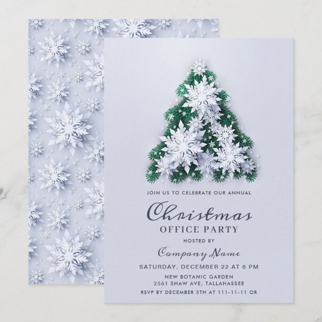Snowflakes Weihnachten Corporate Holiday Party Einladung (Vorne/Hinten)