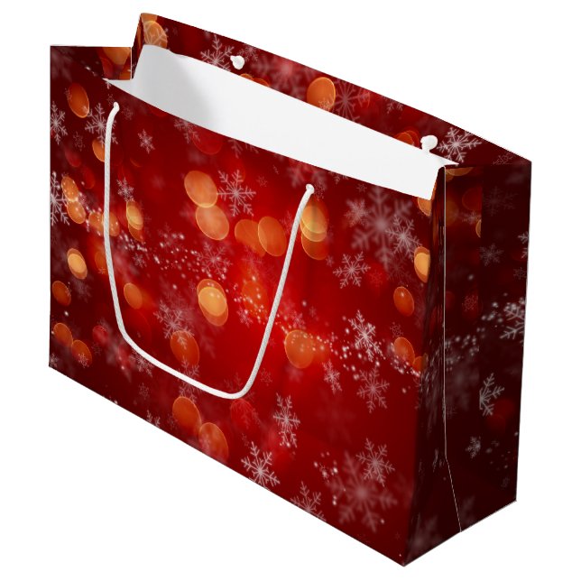 Snowflakes Weihnachtsgeschenk Große Tasche Geschenktüte (Vorderseite Schrägansicht)