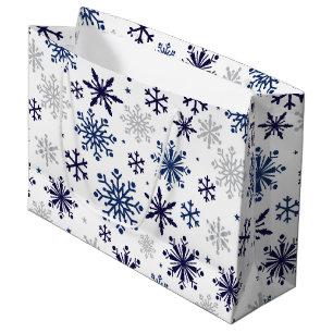 Snowflakes Weihnachtsgeschenk Große Tasche Große Geschenktüte
