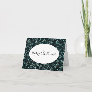 Snowflakes White Blue in Black Night Sky