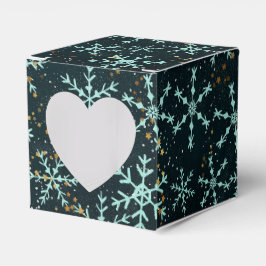 Snowflakes White Blue in Black Night Sky Geschenkschachtel