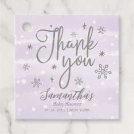 Snowflakes Winter Lila Baby Dusche Danke Geschenkanhänger