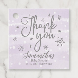Snowflakes Winter Lila Baby Dusche Danke Geschenkanhänger