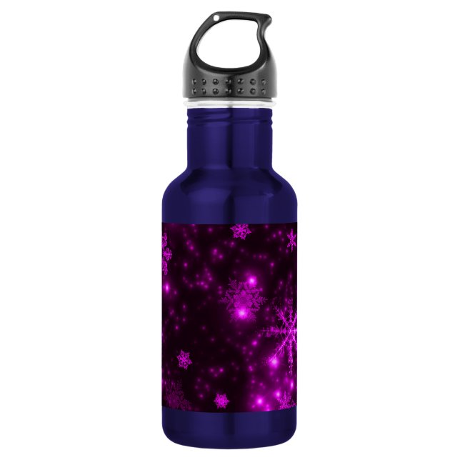 Snowflakes with Purple Background Trinkflasche (Vorderseite)