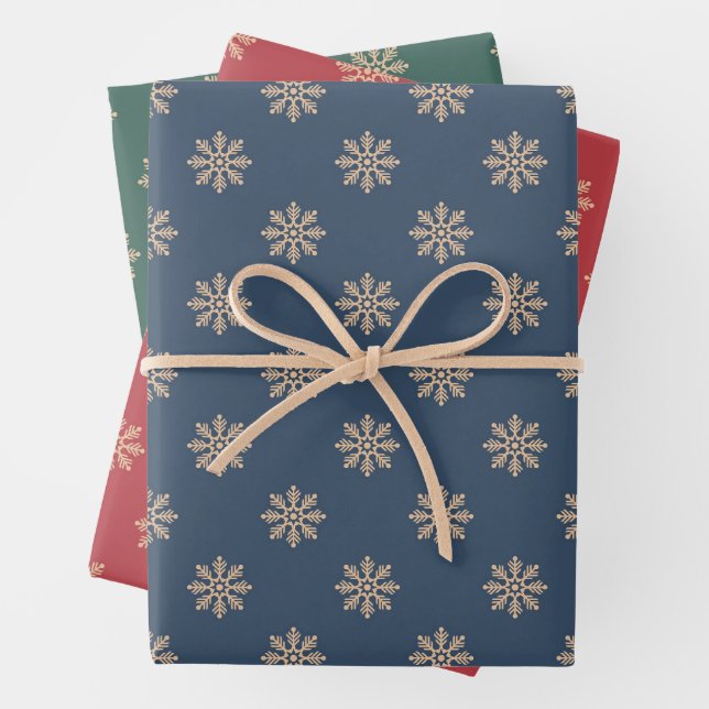 Snowflakes Wrapper Papier Plat Set de 3 (En situation)