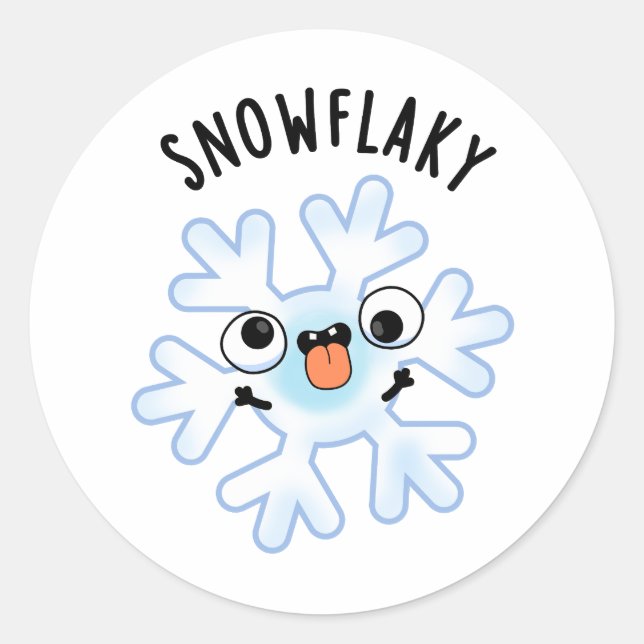 Snowflaky Funny Snow Flake Puff Runder Aufkleber (Vorderseite)