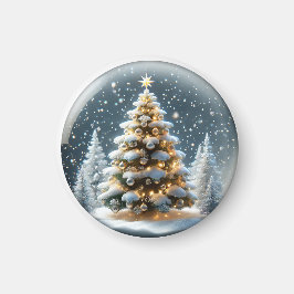 Snowglobe mit Weihnachtsbaum im Schnee Magnet