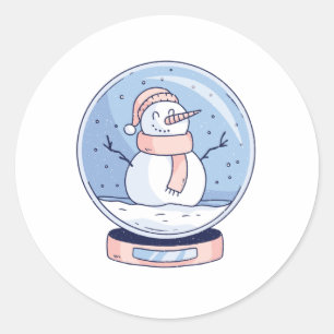 SNOWGLOBE SNOWMAN RUNDER AUFKLEBER