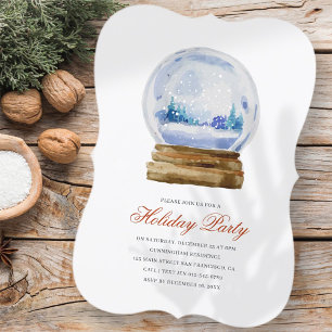 Snowglobe Wasserfarbe Feiertag Einladung