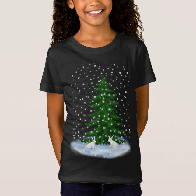Snowhares und ein Fichtenbaum-T - Shirt (Vorderseite)