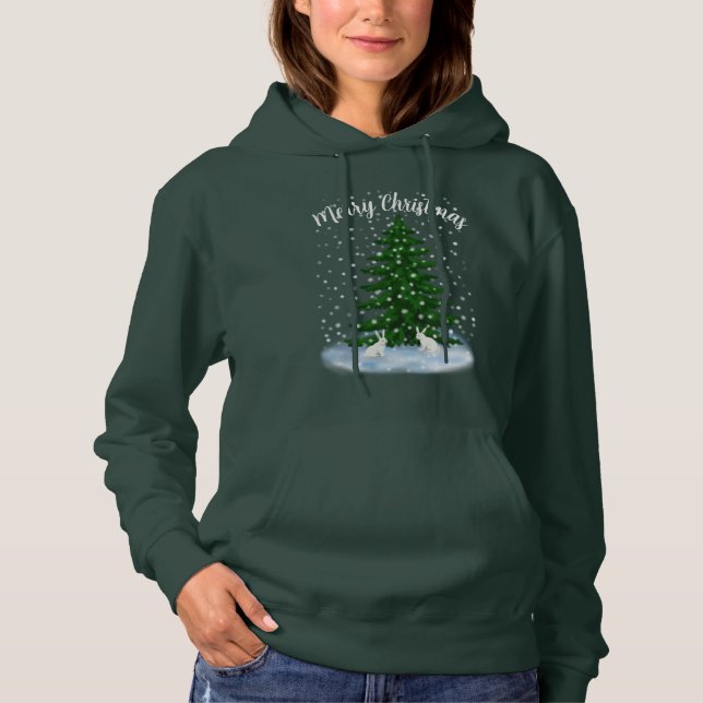 Snowhares und ein Fichtenbaum T - Shirt Hoodie (Vorderseite)
