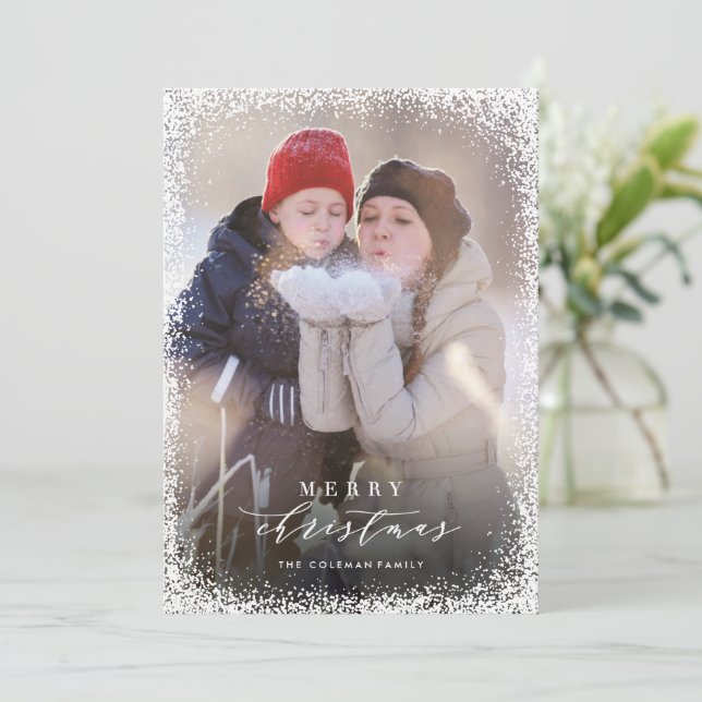Snowin Joyeux Portrait de Noël Carte de vacances (Debout devant)