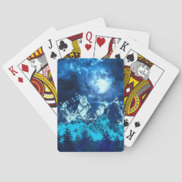 Snowing Night Mountains Spielkarten