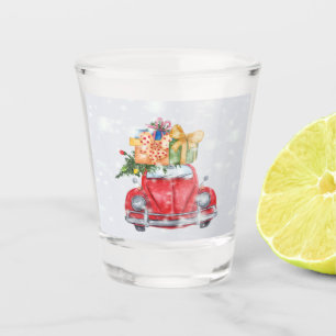 Snowing Red Car Weihnachtsgeschenke und Baum, ZSSP Schnapsglas