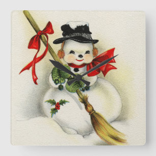 Snowman 001 quadratische wanduhr