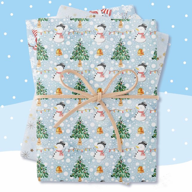 Snowman 3 Snow Coordinated Light Blue Geschenkpapier Set (Von Creator hochgeladen)