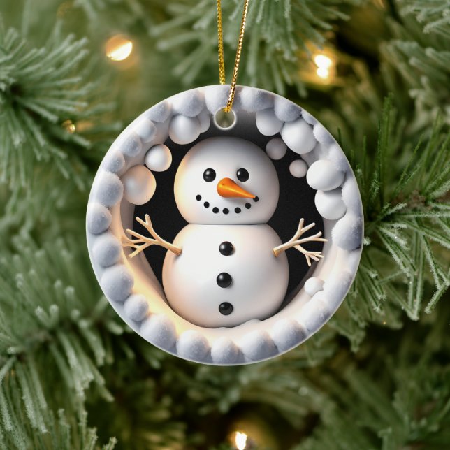 Snowman 3D-Effekt NICHT real 3D Keramik Ornament (Baum)