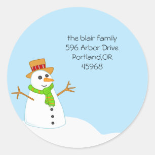 Snowman-Address Labels Runder Aufkleber