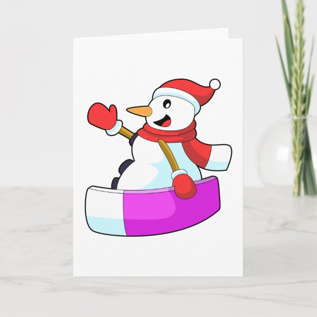 Snowman als Snowboarder mit Sonowboard.PNG Karte (Vorderseite)
