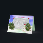 Snowman and Christmas Trees Foto Feiertagskarte<br><div class="desc">Ein Feiertag Gruß für ein Foto mit meinem Computerwerk eines Schneemanns,  der seine Weihnachtsbäume schmückt. Text sagt "Happy Holidays!</div>