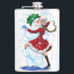 Snowman and Girl Dancers Christmas Flask Flachmann<br><div class="desc">Weihnachtsflasken mit Happy Snowman und Girl Dance Tango Weihnachtsfeiertag Cartoon Zeichnend - oder wählen / Fügen Sie Ihren einzigartigen Text / Name / Farbe - Make Your Special Flask Gift - Neu vergrössern und verschieben oder entfernen und fügen Sie Elemente / Text mit Anpassungstool! Zeichn und Design von MIGNED. Bitte...</div>