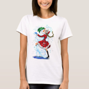 Snowman and Girl Dancers Weihnachtsfest T - Shirt