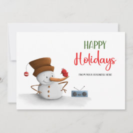 Snowman and Radio Happy Holidays Business Feiertagskarte