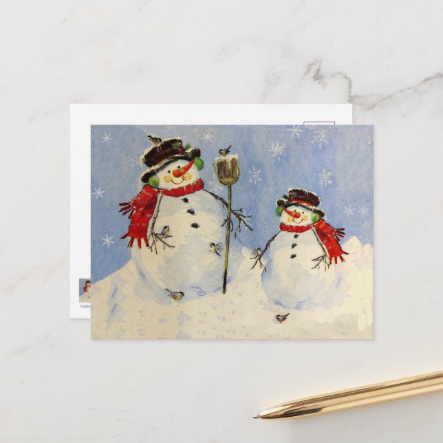 Snowman and Son Card Postkarte (Vorderseite/Rückseite Beispiel)